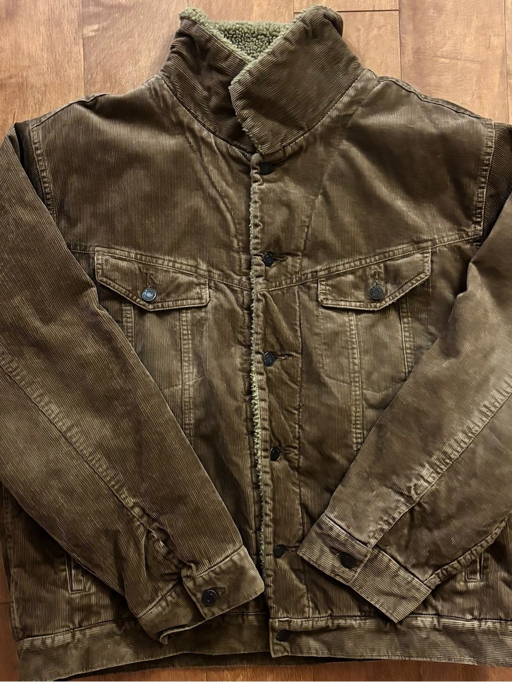 Vintage Y2K Old Navy Sherpa Corduroy Jacket Brown Oversized XXL READ